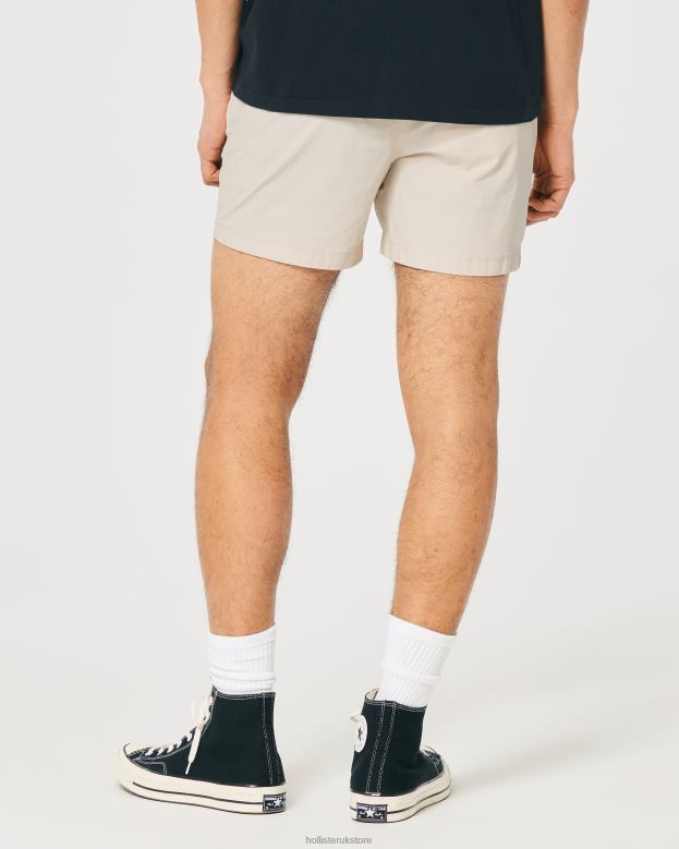 Bottoms Hollister Men Twill Jogger Shorts 5\\ 488201392 Light Khaki